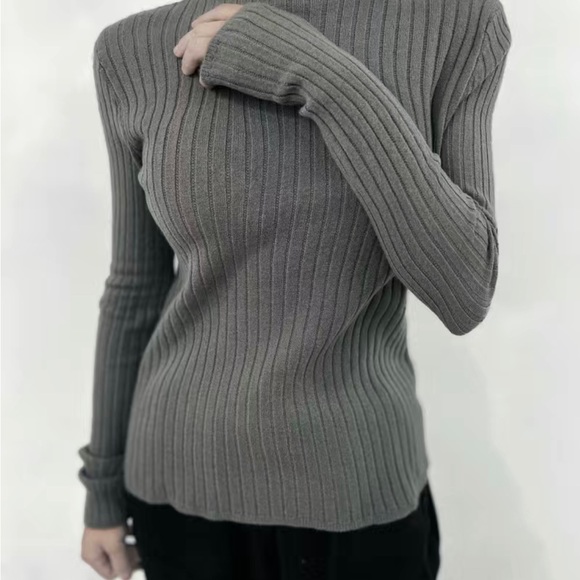 Lands' End Sweaters - Land’s End Women’s Dark Gray Ribbed Sweater - size L